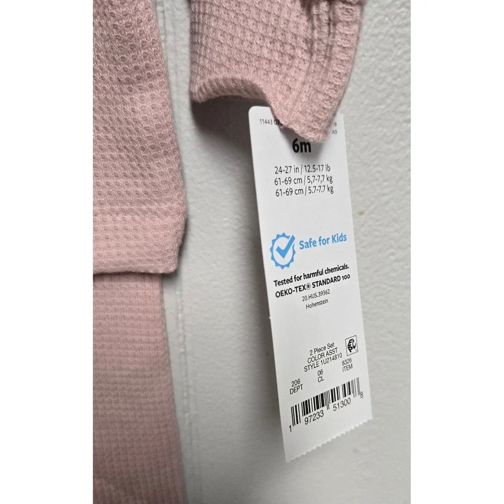 Carter's Just One You Baby Girls 6M Pink Waffle Knit Thermal 2-Piece Set